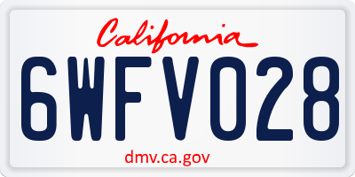 CA license plate 6WFV028
