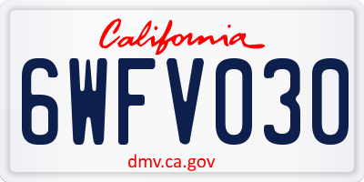 CA license plate 6WFV030