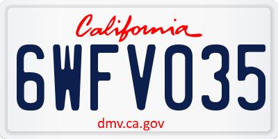 CA license plate 6WFV035