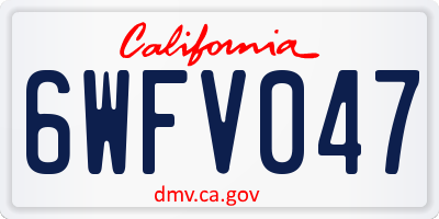 CA license plate 6WFV047