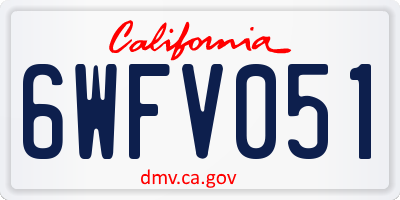 CA license plate 6WFV051