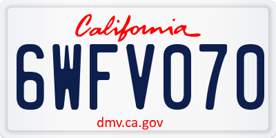 CA license plate 6WFV070