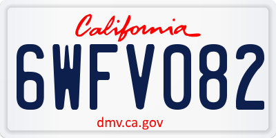 CA license plate 6WFV082