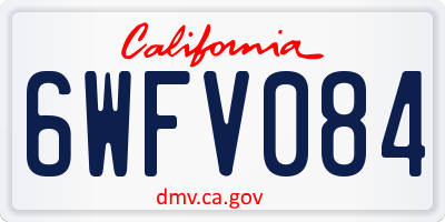 CA license plate 6WFV084