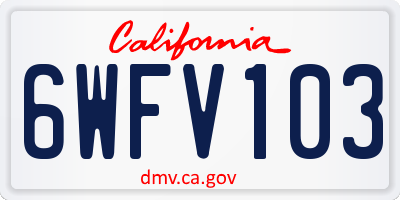 CA license plate 6WFV103