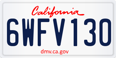 CA license plate 6WFV130