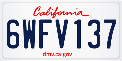 CA license plate 6WFV137