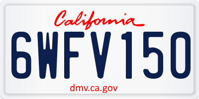 CA license plate 6WFV150