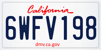 CA license plate 6WFV198