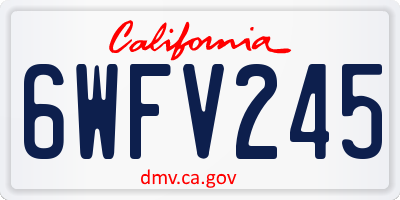 CA license plate 6WFV245