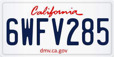 CA license plate 6WFV285