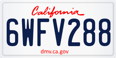 CA license plate 6WFV288