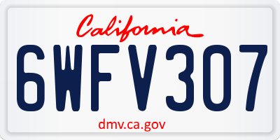 CA license plate 6WFV307