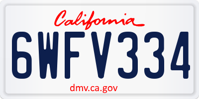 CA license plate 6WFV334