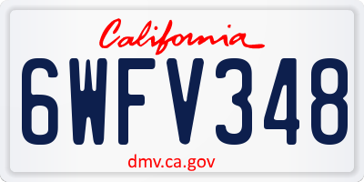 CA license plate 6WFV348