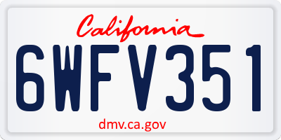 CA license plate 6WFV351