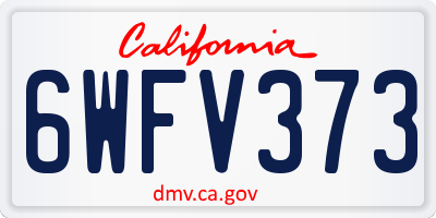 CA license plate 6WFV373