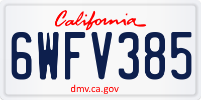 CA license plate 6WFV385