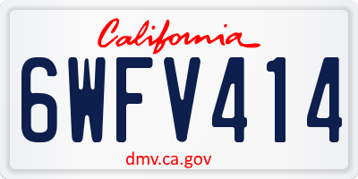 CA license plate 6WFV414