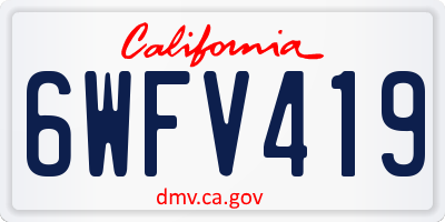 CA license plate 6WFV419