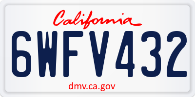 CA license plate 6WFV432