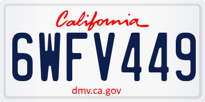 CA license plate 6WFV449