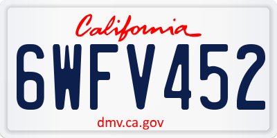 CA license plate 6WFV452