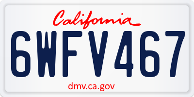 CA license plate 6WFV467