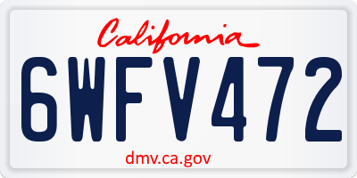 CA license plate 6WFV472