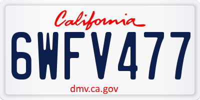 CA license plate 6WFV477