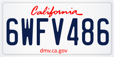 CA license plate 6WFV486