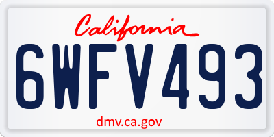 CA license plate 6WFV493