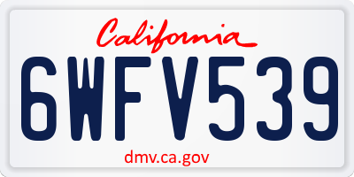CA license plate 6WFV539