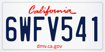 CA license plate 6WFV541