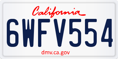 CA license plate 6WFV554