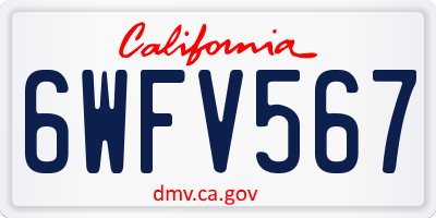 CA license plate 6WFV567