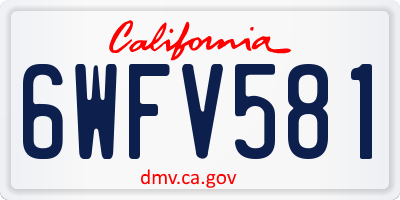 CA license plate 6WFV581