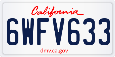 CA license plate 6WFV633