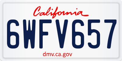CA license plate 6WFV657
