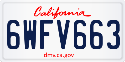 CA license plate 6WFV663