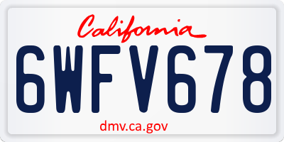 CA license plate 6WFV678