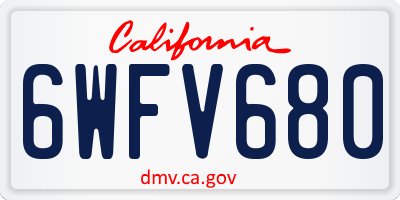 CA license plate 6WFV680