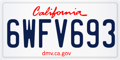 CA license plate 6WFV693