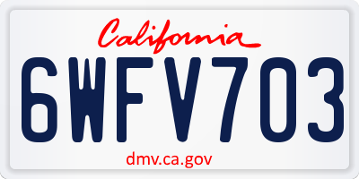 CA license plate 6WFV703