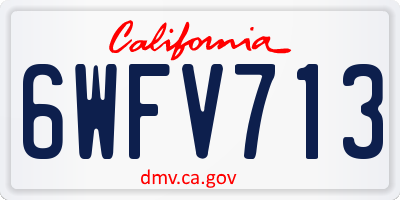 CA license plate 6WFV713