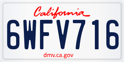 CA license plate 6WFV716