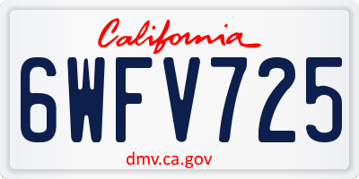 CA license plate 6WFV725