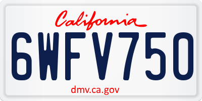 CA license plate 6WFV750