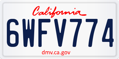 CA license plate 6WFV774