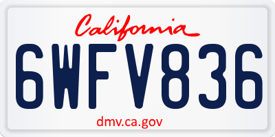 CA license plate 6WFV836